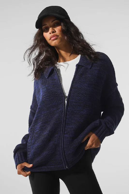 Women's Athletic Outfit Heritage Full Zip Sweater - Navy Multi