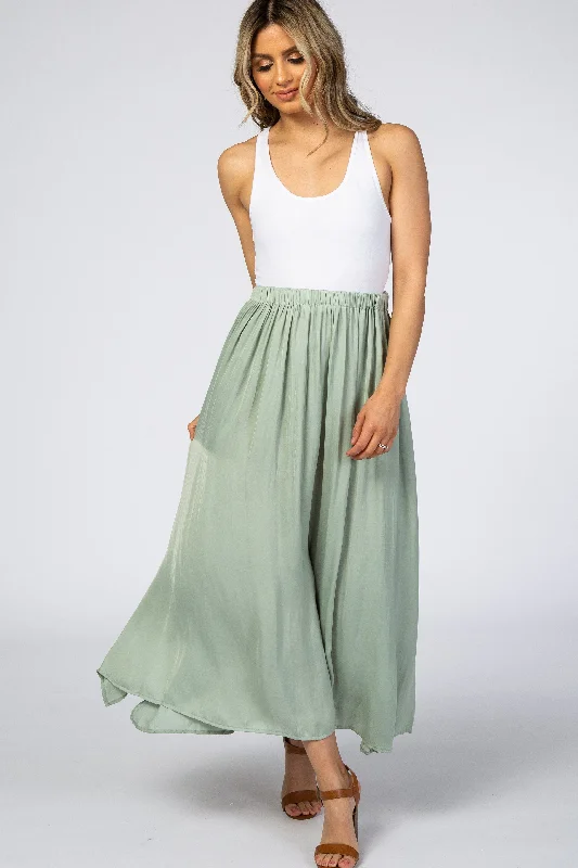 Casual Outfit For Women Sage Side Slit Maxi Skirt