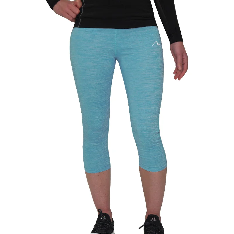 Clothes Woman More Mile Heather Womens 3/4 Capri Running Tights - Blue