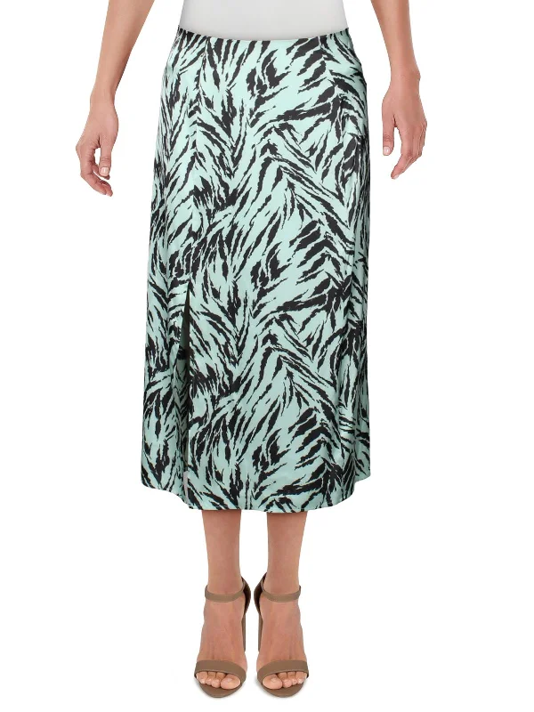 Women's Layered Outfit Altamont Womens Tiger Print A-Line Midi Skirt