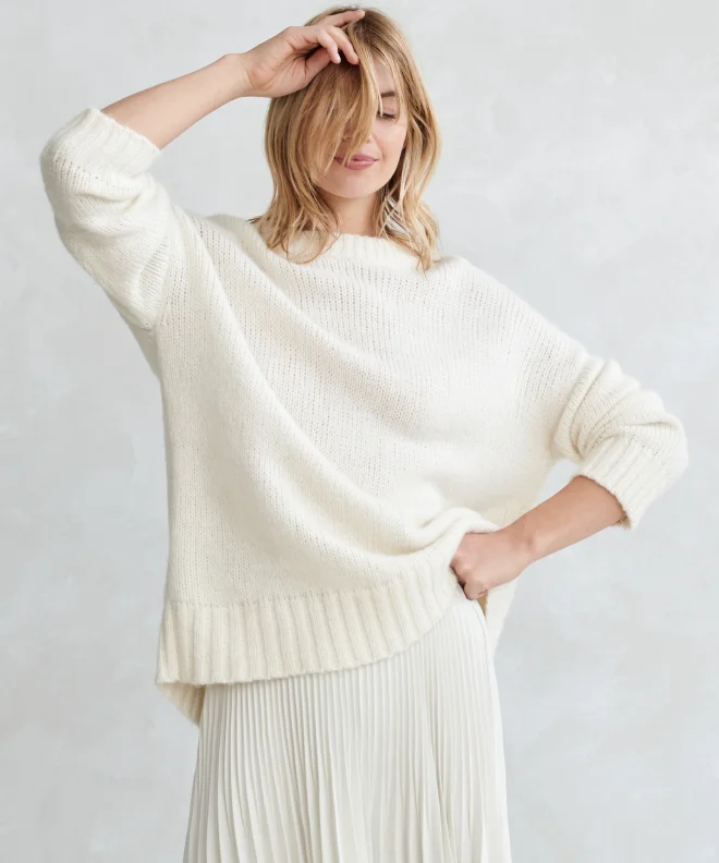 Women's Seasonal Clothes Alpaca Cocoon Crewneck