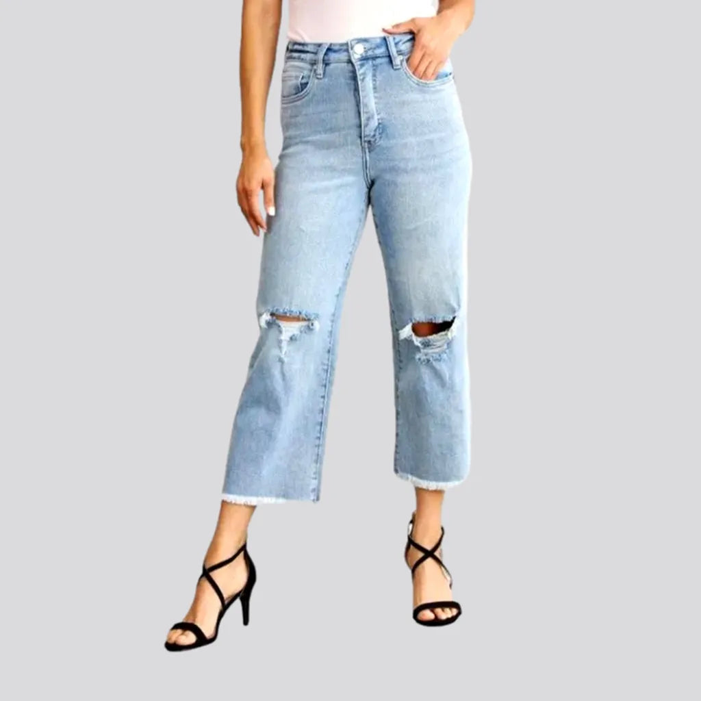 Women's Professional Clothes Wide-leg cutoff-bottoms jeans for women