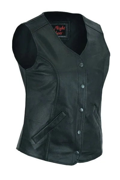 Chic Women's Clothing Online Women's 3/4 Long Body Motorcycle Vest with Plain Sides