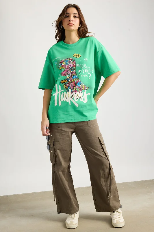 Women's Travel Apparel Green Graffiti T-Shirt