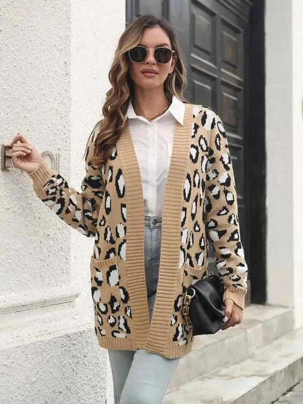 Weekend Sale Leopard Jacquard Cardigan Sweater