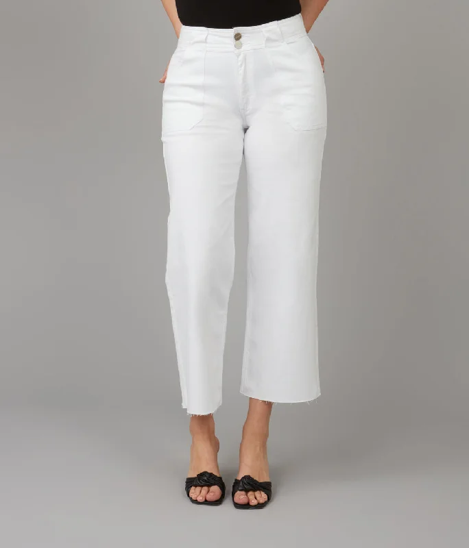 Women's Activewear Garments Women's COLETTE-WHT High Rise Wide Leg Jeans